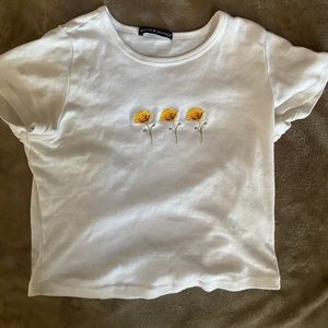 Brandy Melville white yellow crop top